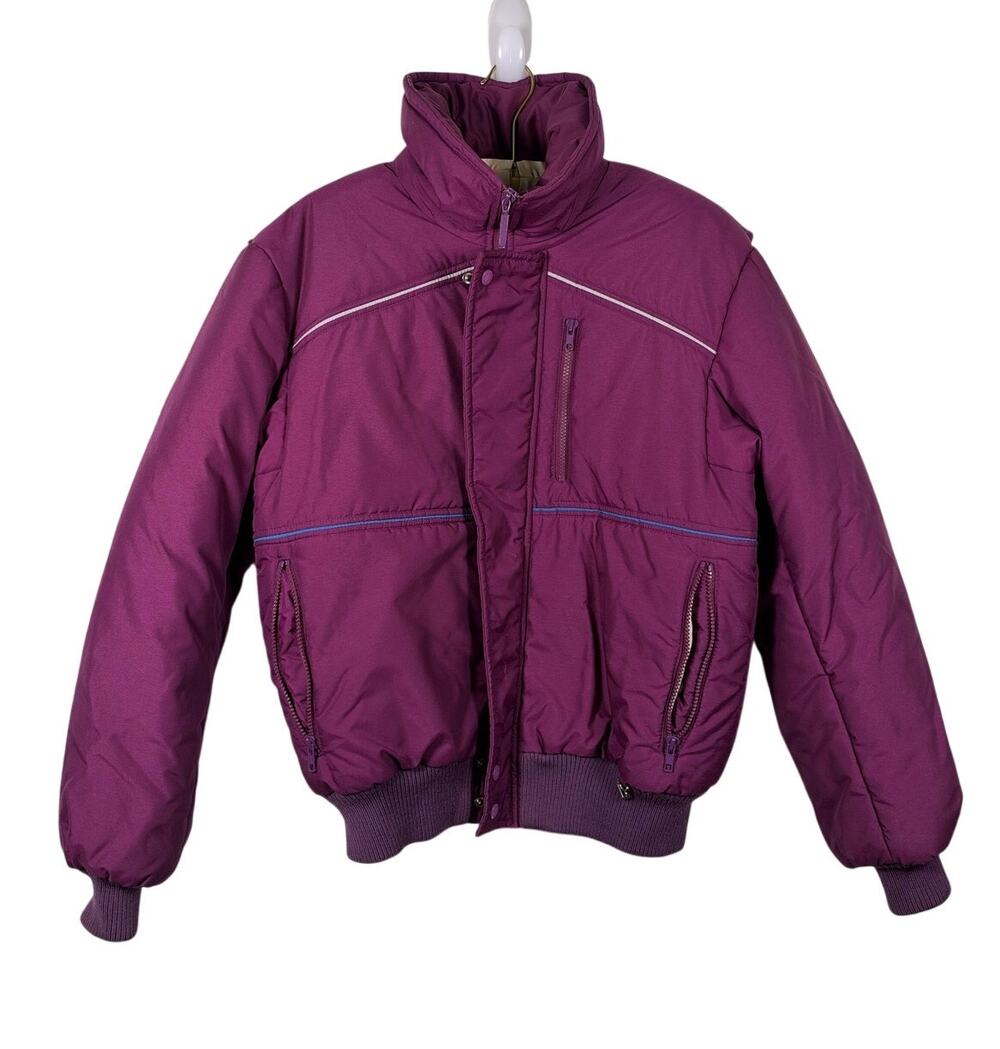 Vintage 90s Obermeyer Mens Puffer Ski Jacket Size L Purple Snow Outdoor Winter